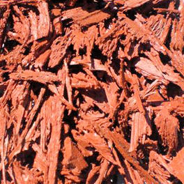 Showing recycled rubber mulch in a terracotta colour.